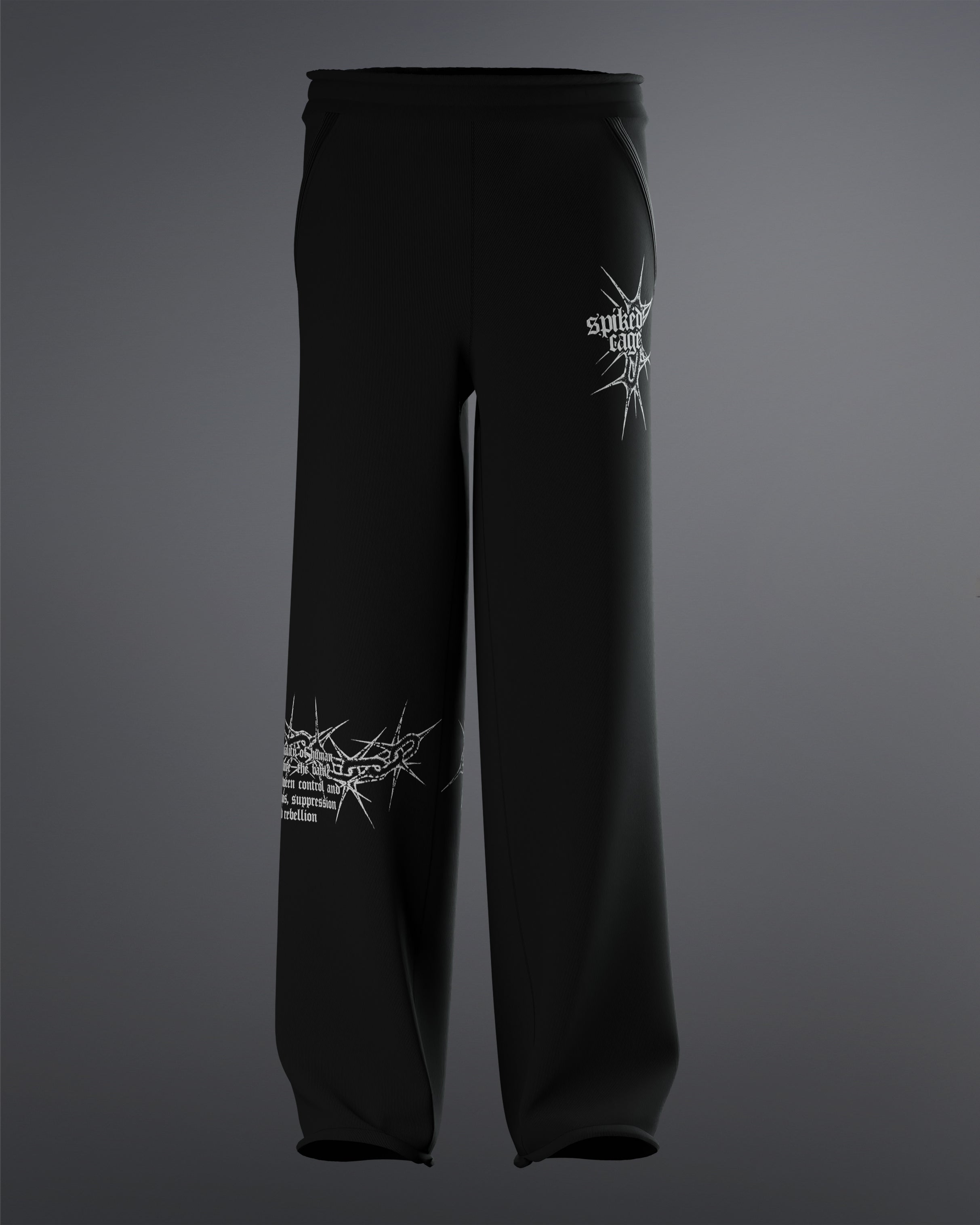 Spiked Cage Sweatpants  [BLACK]