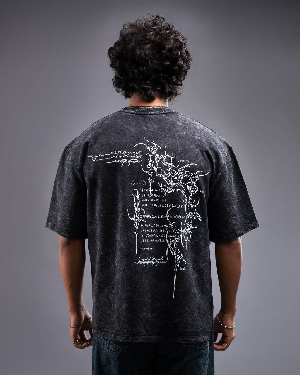 Crypted Glyph Oversized tee [ACID WASHED-SILENT ASH]