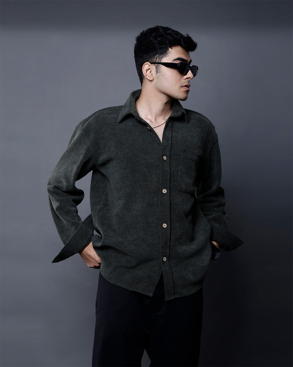 Vel-Cord Shirt [Olive Green]