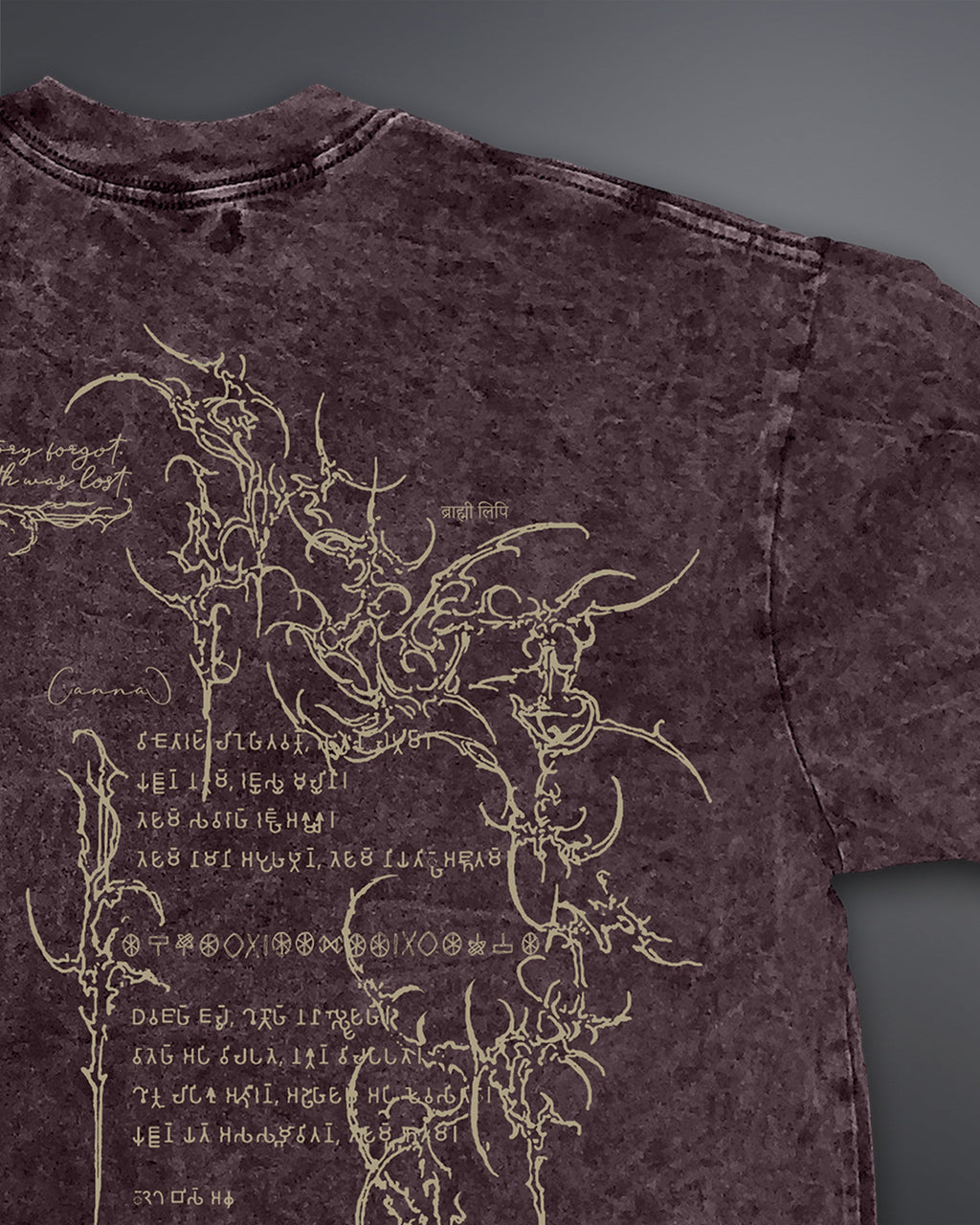 Crypted Glyph Oversized tee [ACID WASHED-BLOODSTONE]